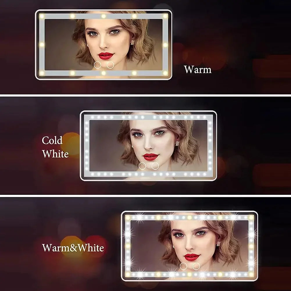 CAR BEAUTY MIRROR RECHARGEABLE DIMMABLE LED LIGHTS