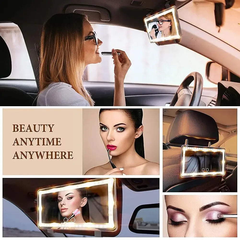 CAR BEAUTY MIRROR RECHARGEABLE DIMMABLE LED LIGHTS